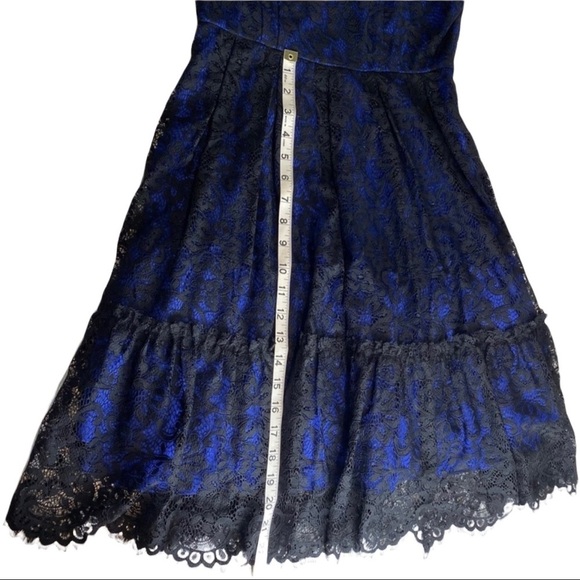 Moulinette Soeurs Blue Black Lace Overlay Dress 1/2 Zip in Back Women’s Dress 4 - Picture 7 of 13